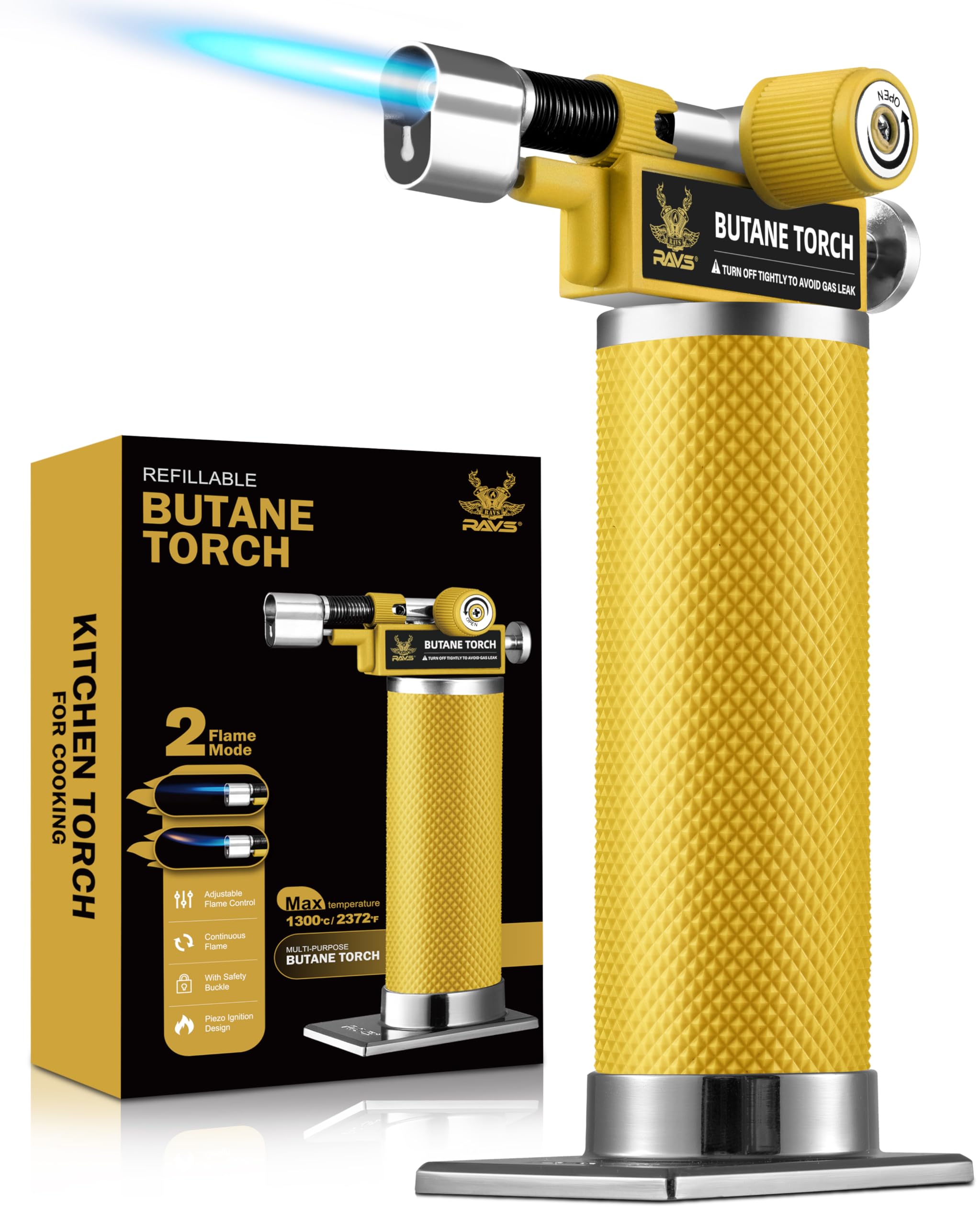 RAVS Butane Torch Lighter, DUAL Flame Mode Creme Brulee Torch, Black — Amazon image 11