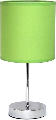 Simple Designs LT2007-GRN - Mini lámpara de mesa básica cromada con pantalla de tela, verde