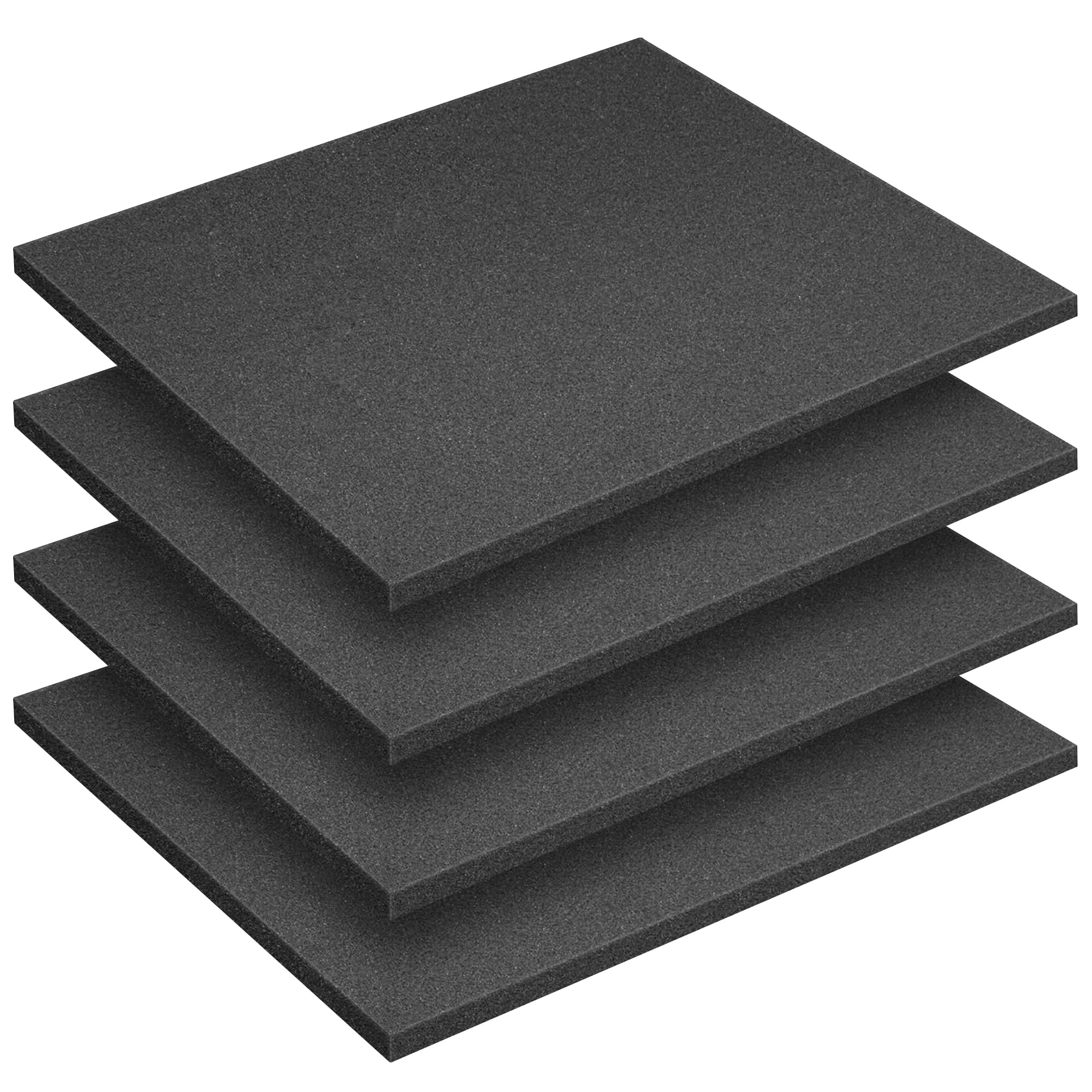 4 Pcs Black Polyurethane Foam Sheet, Cuttable Foam Inserts for Cases