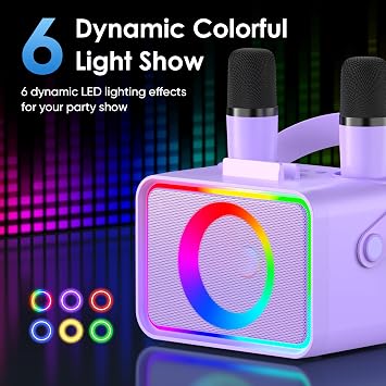 Karaoke Machine for Kids Adults,Bluetooth Speaker 2 Wireless Microphones