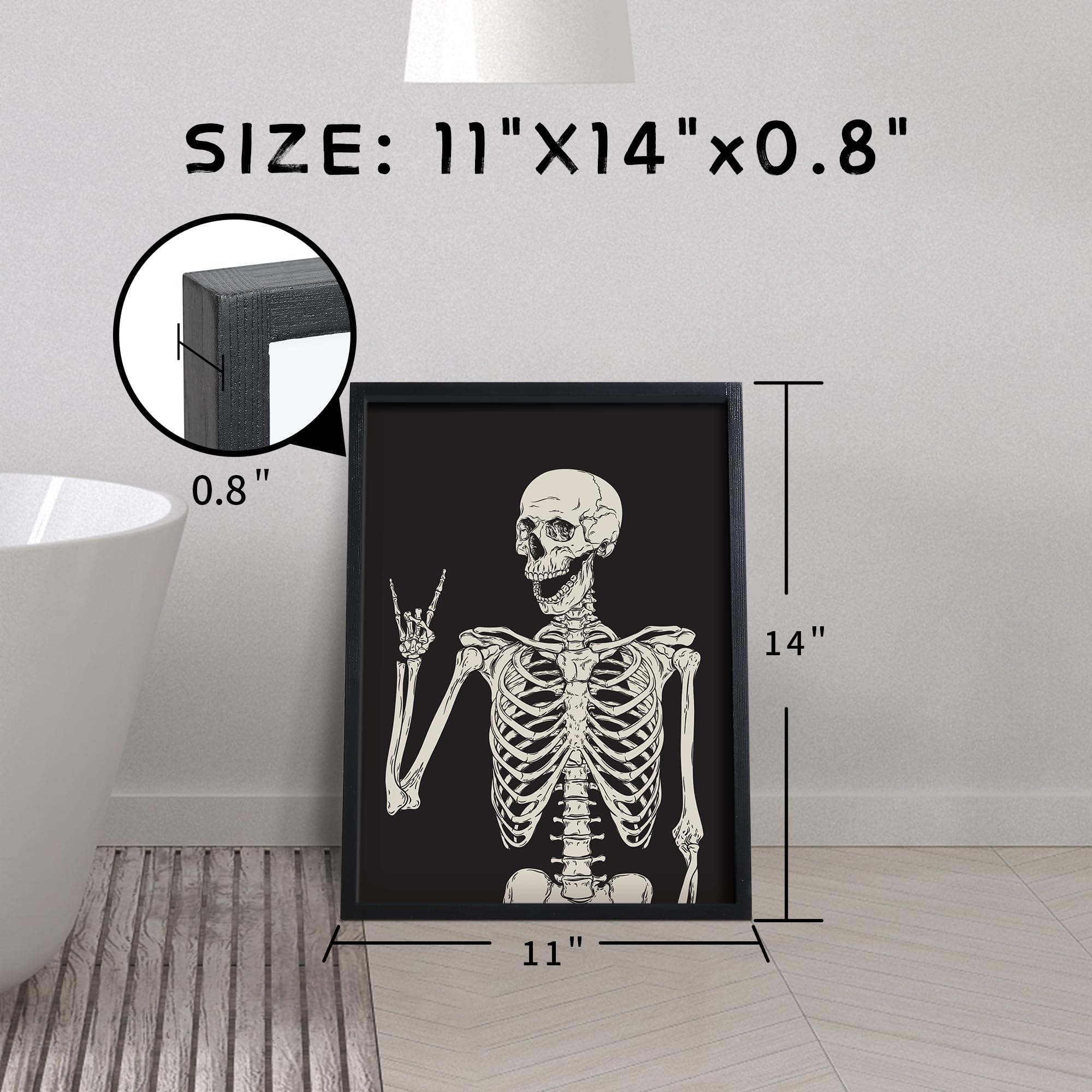 Heiple Gerahmte Wandkunst Fürs Badezimmer – Totenkopf-Motiv, Lustiges Badezimmer-Dekor, 27,9 X 35,6 Cm