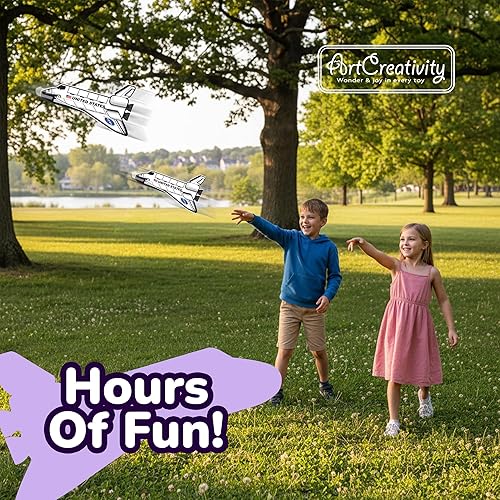 Miniatura 2 de ArtCreativity Planeadores de transbordador espacial, juego de 24, juguetes voladores para niños y niñas, hechos de material de espuma, juguetes al