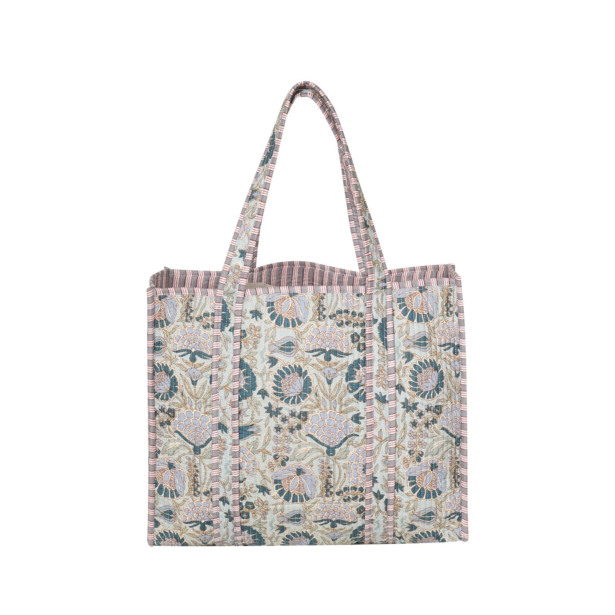 Handmade Quilted Cotton Tote Bag for Women, Tiger Print Kantha Shopper, Large Reusable Shoulder Bag, Boho Beach Shopping Tote, Eco Friendly Cotton Handbag — image 1