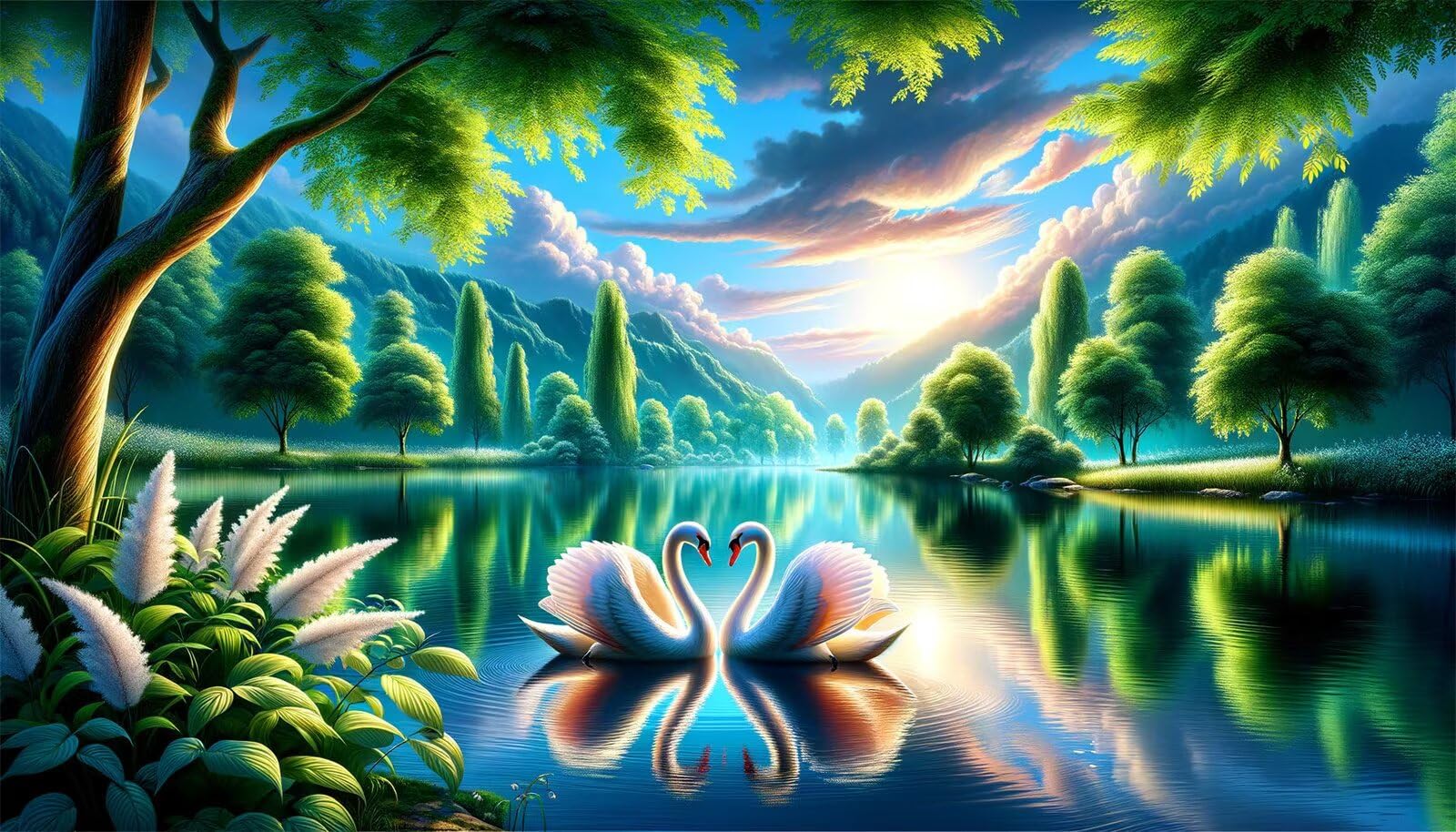 Puzzle dla dorosłych, 3000 sztuk, wymagające łamigłówki, gry logiczne dla całej rodziny, świąteczny prezent dla przyjaciół w pięknym opakowaniu (krajobraz jeziora łabędziego)