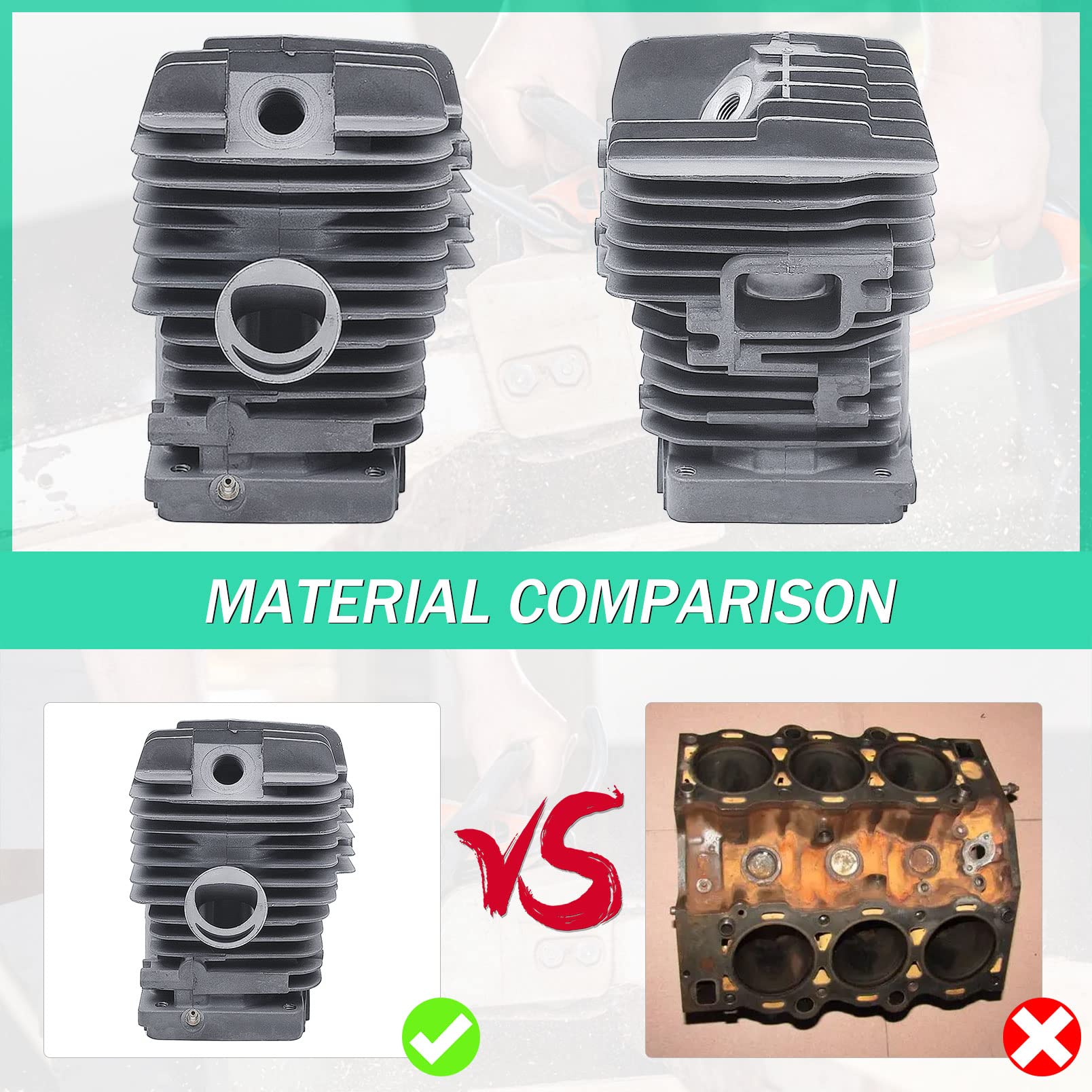 Adefol 49MM Cilindro Pistón Kit para Stihl MS390 MS290 MS310 029 039 Piezas de Repuesto con bujía Válvula de descompresión 1127020 1216