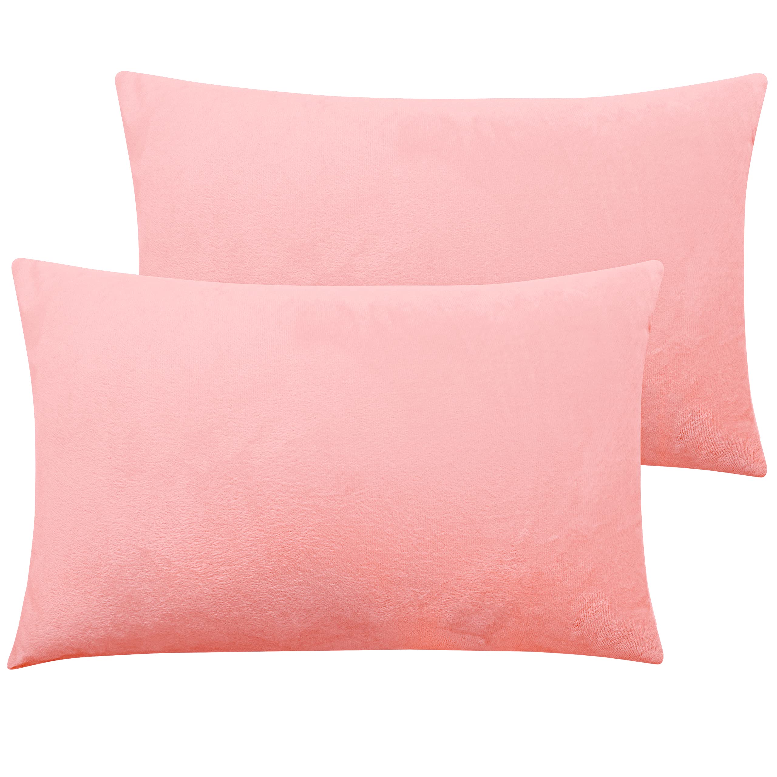 NTBAY Toddler Velvet Pillowcases, Set of 2, Zipper, Light Pink