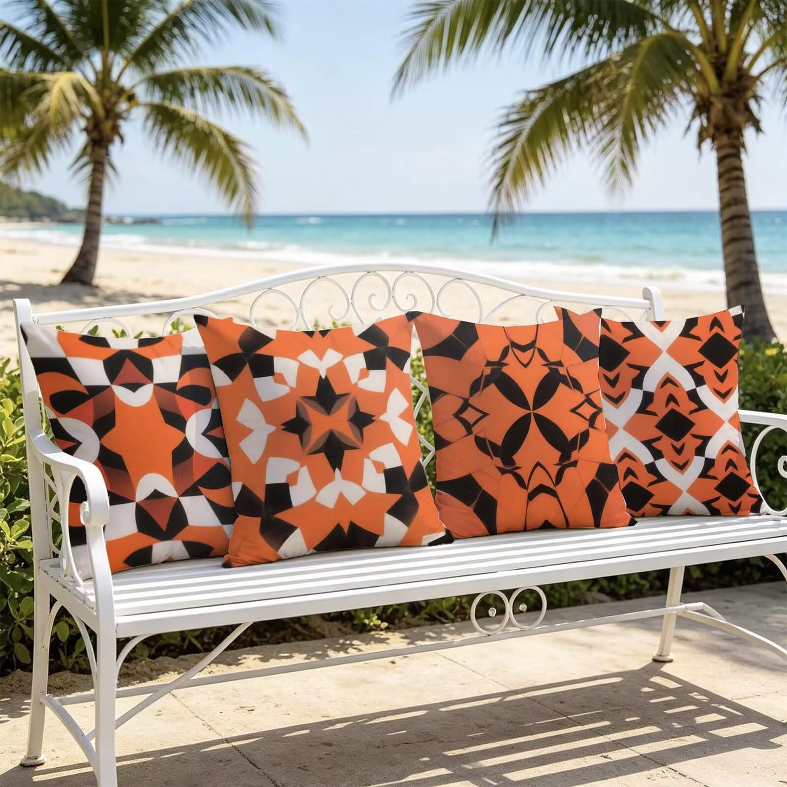 Orange and Black Outdoor Kissenbezug 50x50cm Kopfkissenbezug THDZ-3506