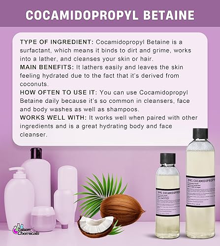Miniatura 9 de Cocamidopropil Betaína (472 mL  16 onzas) Coco Betaína Natural Surfactante Líquido Premium Compuestos Orgánicos Derivados de Aceite de Coco Máxima