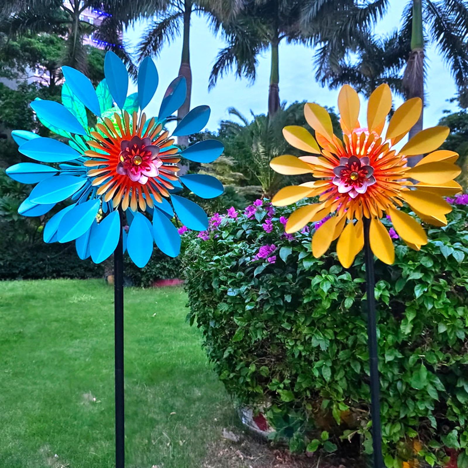 Scultura Del Vento, Arte Del Vento Da Giardino 190x42cm,Sfera Di Vetro Ad Energia Solare Con Cinetica Decorazioni Per Cantieri Eolici,Yellow