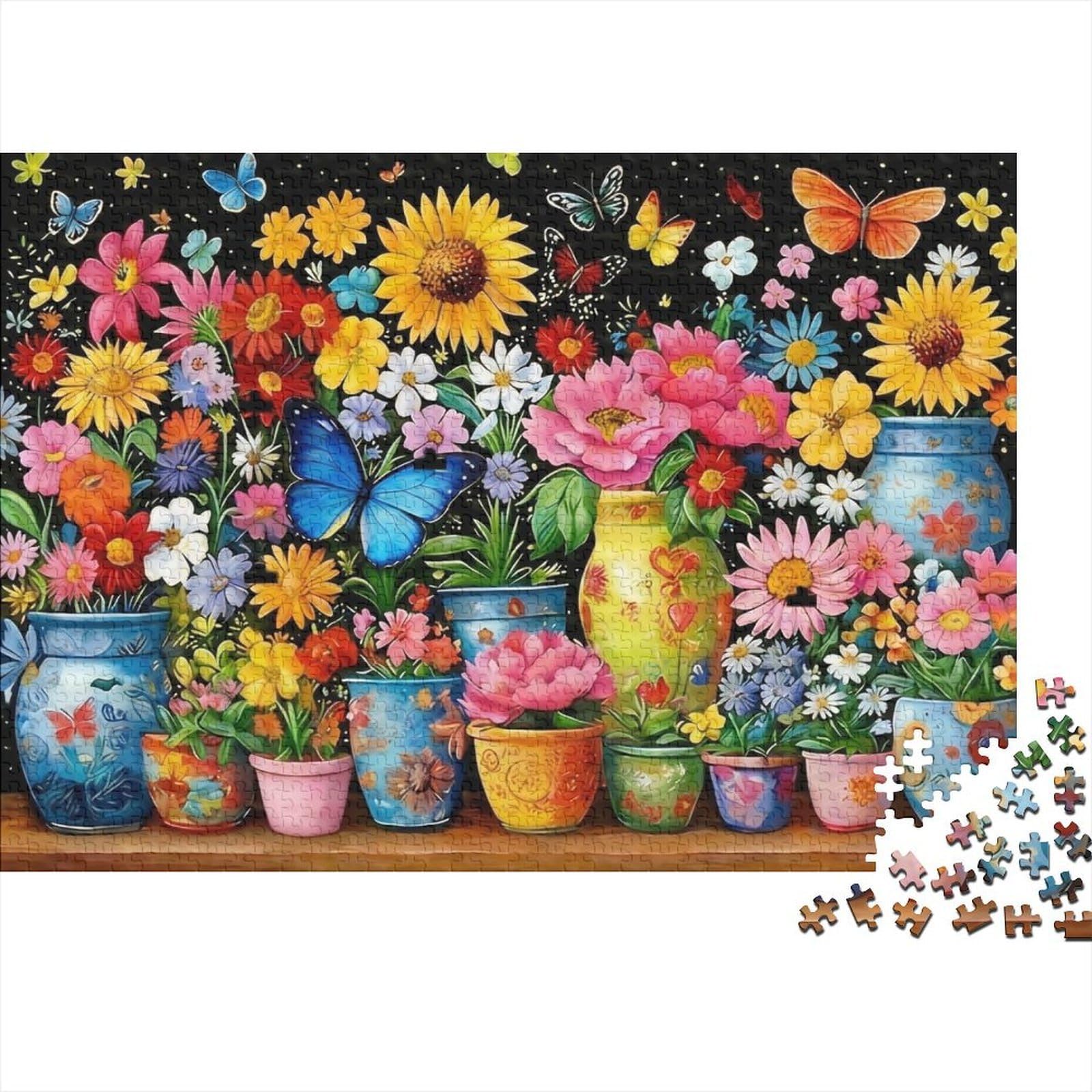 Colorful Flower Arrangement Jigsaw Puzzles Puzzles for Adults Kids. 1000 Piece Tree Climbing Mammal Art Great Gifts Challenge Toy Educational Game Home Decoration for Adults& Kids Age 14 Years Up 38x2