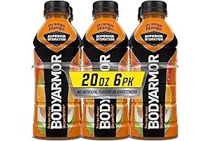 BODYARMOR Sports Drink, Orange Mango, Hydrating Coconut Water & Electrolytes, 20 Oz, 6 Pack