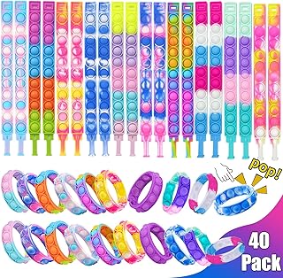 Pulseira pop de 40 peças, mini brinquedos pop, lembrancinhas para crianças, pacote de brinquedos de inquietação com alça de pulso, brinquedos de inquietação para meninos, inquietação de brinquedos, presentes para Natal
