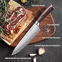 Vista 4 de 5 Pcs Chefs Kitchen Sharp Knife Set - Japanese Professional Cooking Cutting Knives for Meat Vegetable Bread and Paring, High Carbon Stainless Steel
