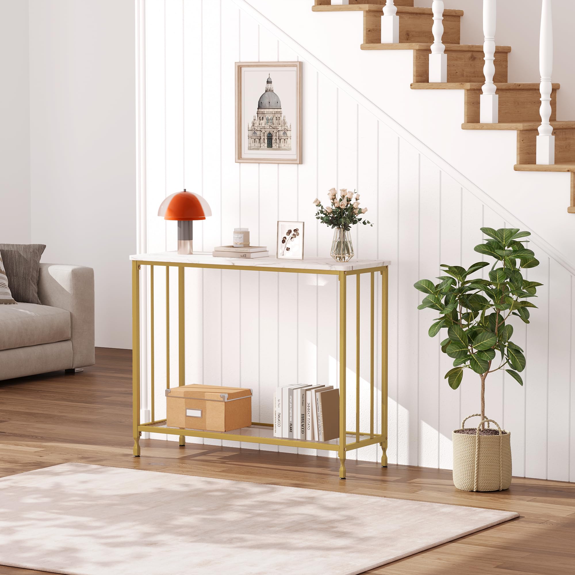 Garvee Consola Estrecha, 85x30x81 cm - complemento, Mesa de Entrada, Mesa de presentación - Ideal para Espacios pequeños