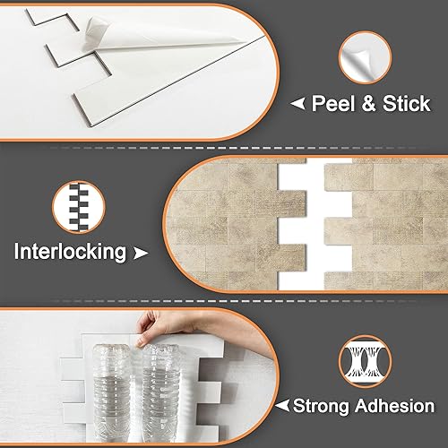Miniatura 7 de VAOVI Pelar y pegar, azulejos de pared de metal autoadhesivos para cocina, azulejos de pared de metal, mezcla de marrón, 5 unidades