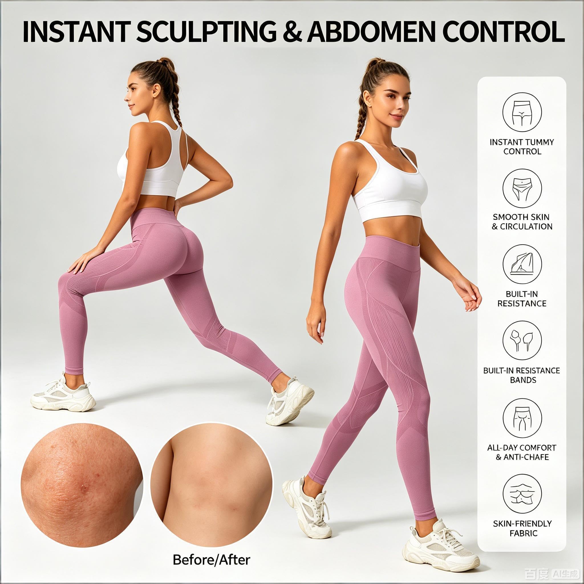 Coreex Celluflex 3D- Kompressionsleggins Damen, Anti Cellulite Sportleggings High Waist Push Up, Kompressionleggings Lipödem Damen Legging Lymphdrainage Gym Scrunch Sport Yoga Hose Sportbekleidung