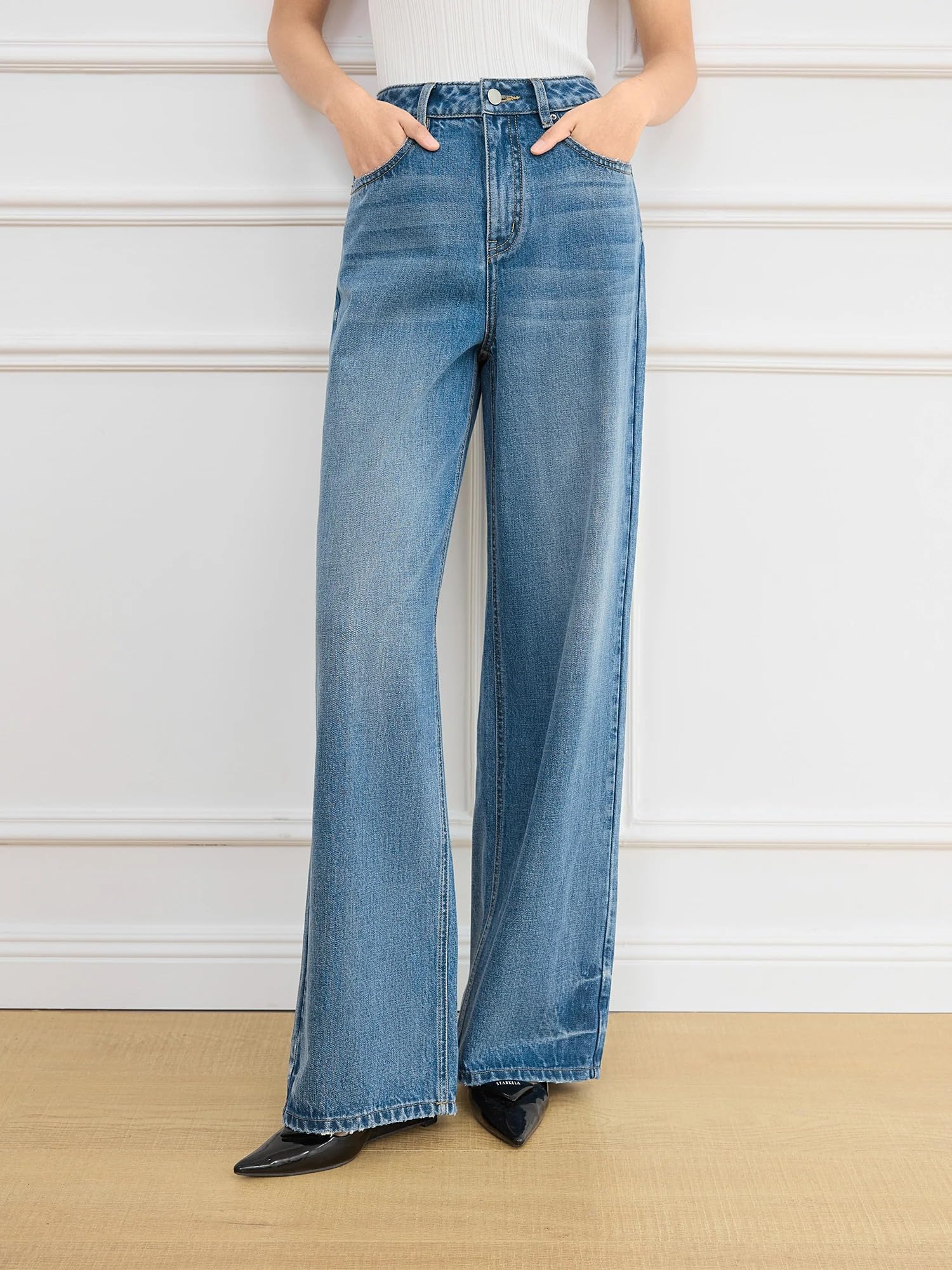 Pantalones Vaqueros para Mujer Retro Tiro Alto Rectos Jeans Primavera Comutación Ajustados Jeans para Mujeres