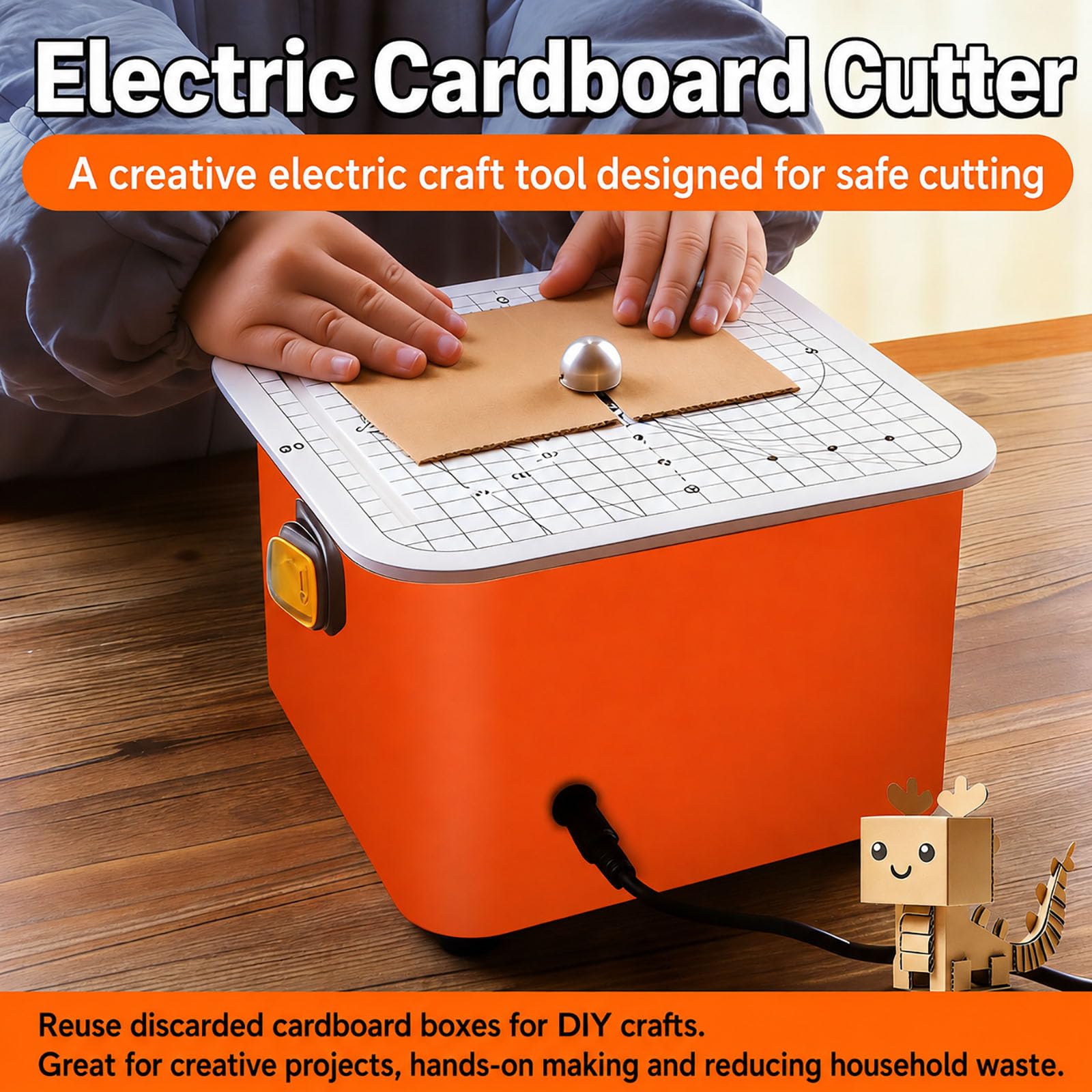 Cortador Eléctrico Compacto para Cartón con Recipiente para Recortes, Estación De Corte DIY para Papel, Cartón, Papel Kraft, Tela Fina Y Paneles De Espuma