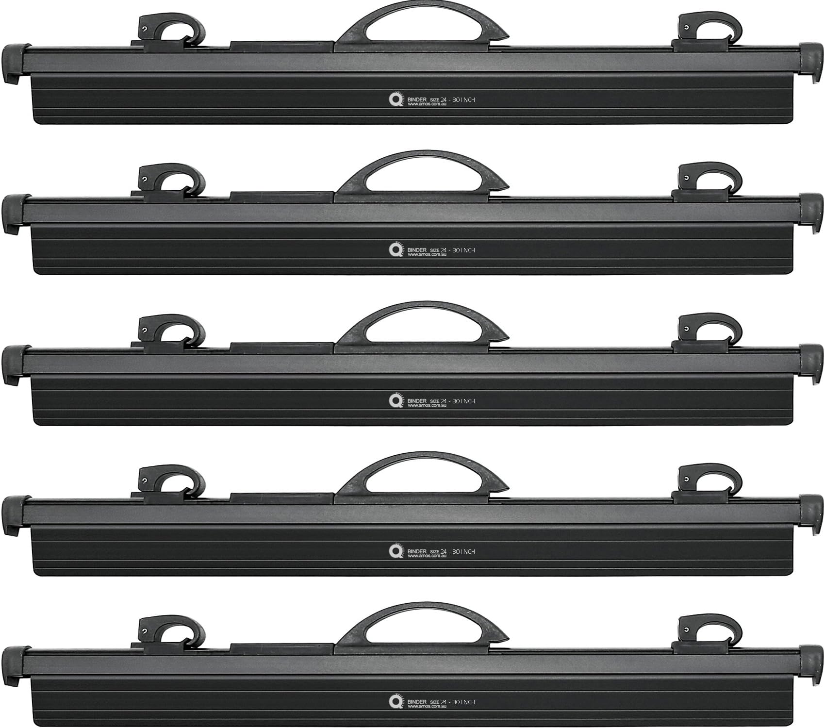 Hang-A-Plan, 24-30 Inches Quickfile Hanging Clamp, Black, Holds up to 150 Plans, Pack of 5 Clamps