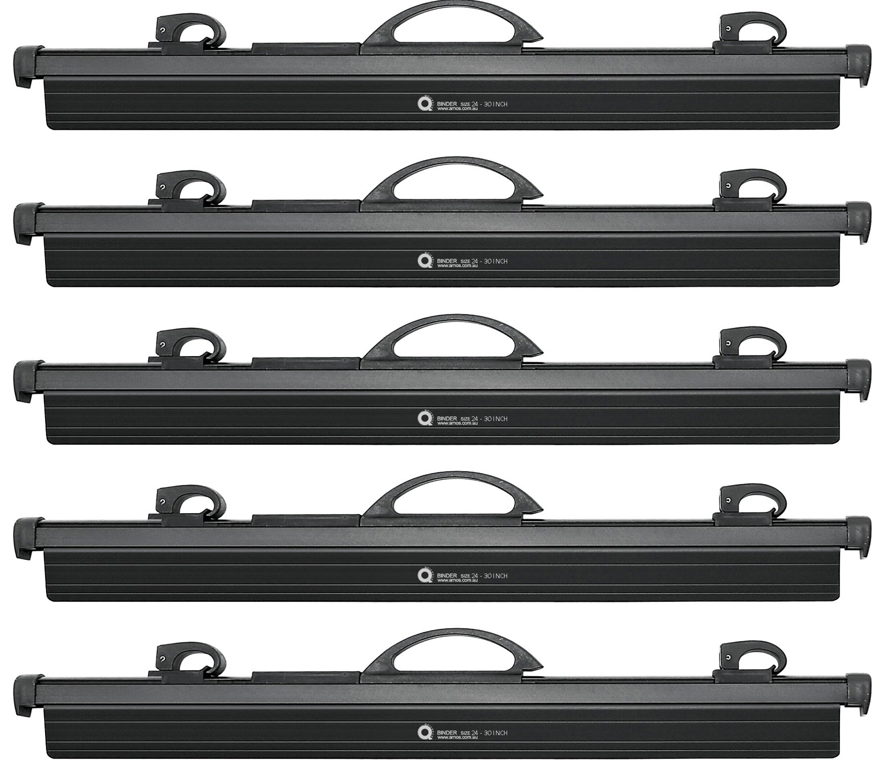 Hang-A-Plan, 24-30 Inches Quickfile Hanging Clamp, Black, Holds up to 150 Plans, Pack of 5 Clamps