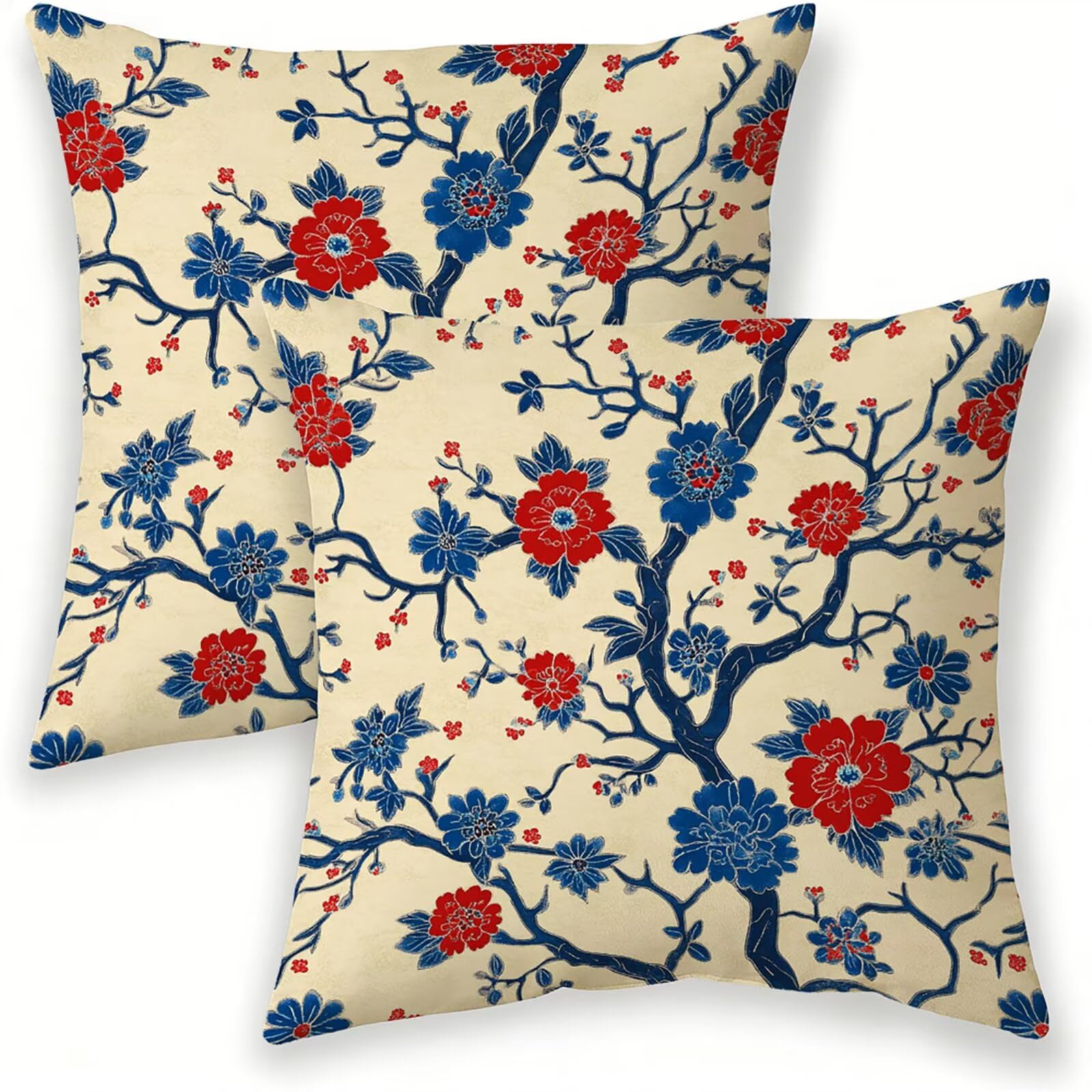 Housse coussin canapé pour décoration printemps été, lot de 2 en lin extérieur