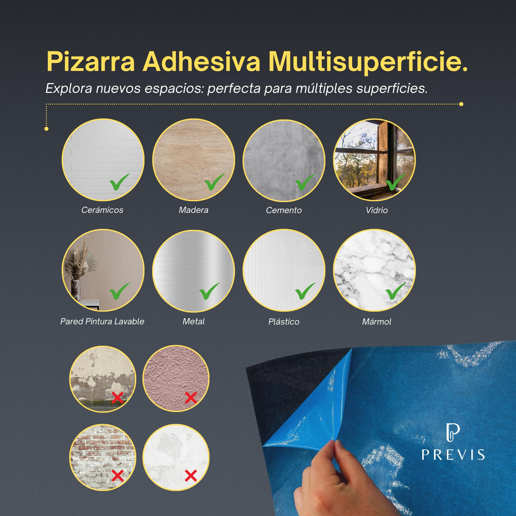 PREVIS Pizarra Adhesiva Pared Blanca Magnetica A4 30x21cm + 3 Rotulador Borrable - Papel Pizarra Adhesivo Pared - Rollo Vinilo Hogar y Oficina - No Daña Pared Fácil de Trasladar