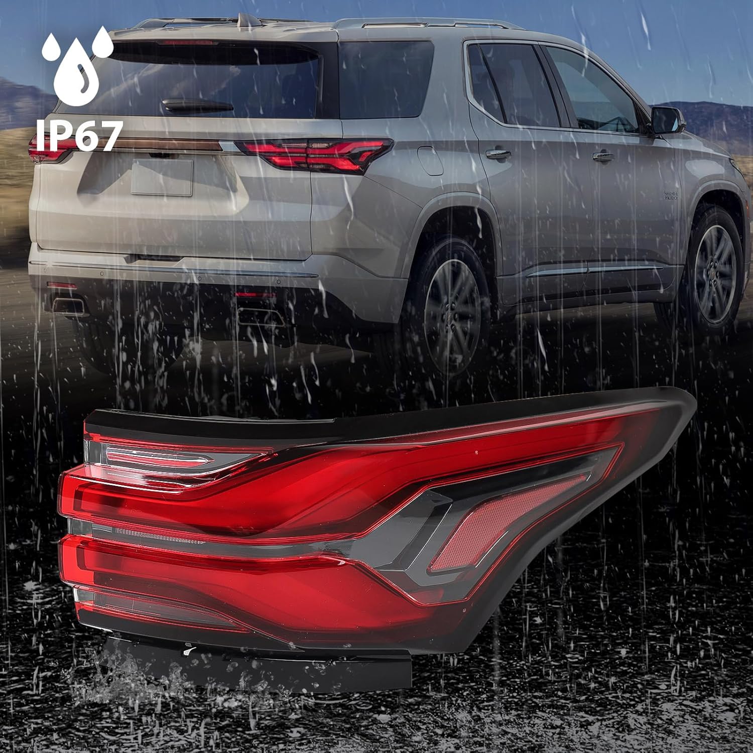 Huray Right LED Outer Tail Light Assembly Fit for Chevy Traverse 2022 2023 2024, RH Taillight w/Bulbs OE Style Tail lamp Rear Brake Lamp Replacement for 86785341 85133096 GM2805151 Passenger Side