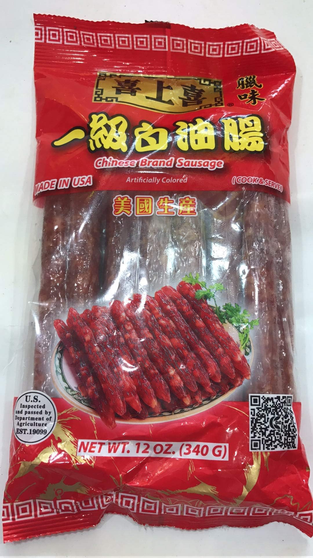 Chinese Brand Sausage - 喜上喜 一級白油腸 12 oz (4 Bags)