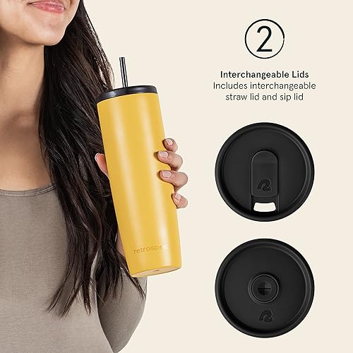 Miniatura 3 de Retrospec Arroyo - Vaso térmico de acero inoxidable con tapa y pajita, reutilizable, aislado y reutilizable, taza de viaje para café helado, vasos