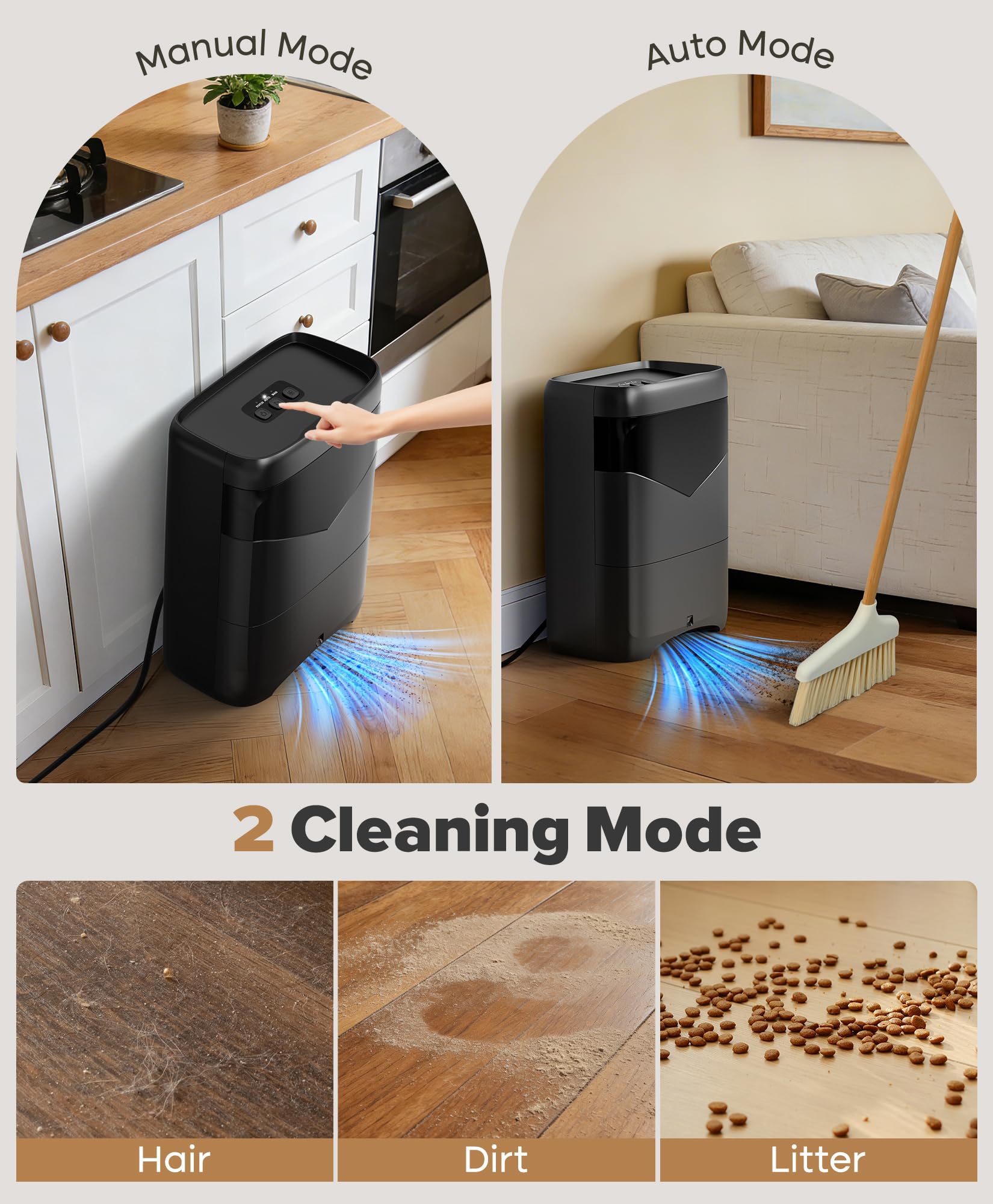 LyriFine Pro Touchless Vacuum Automatic Dustpan, 20Kpa Suction Ultra Fast & Powerful Hair Vacuum for Salons Pet Hair Food, Auto Sensors, 6L Large Capacity Corded Canister Vacuum, Bagless, 2 Modes - 5