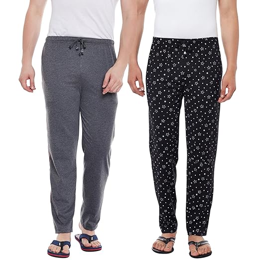 Solid Men's Grey,Black Trackpantss(Pack of 2)