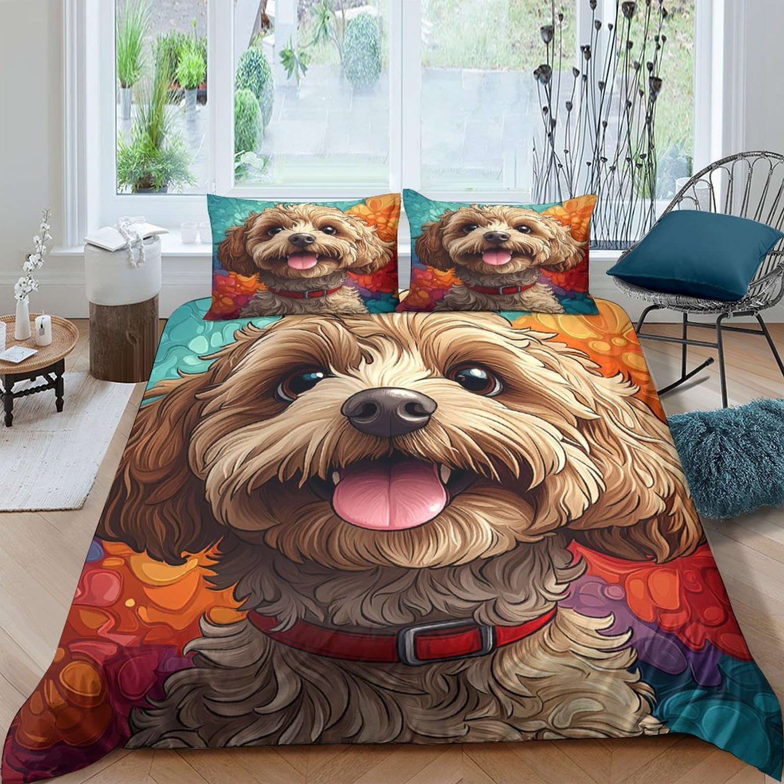 Ctjqhvkz Style-5 3D Printed Cute Dog Fitted Sheet Microfiber Vibrant Cartoon Puppy Bed Cover Anti-Slip For Bedroom Dorm Mattress Decor Single（135X200cm）