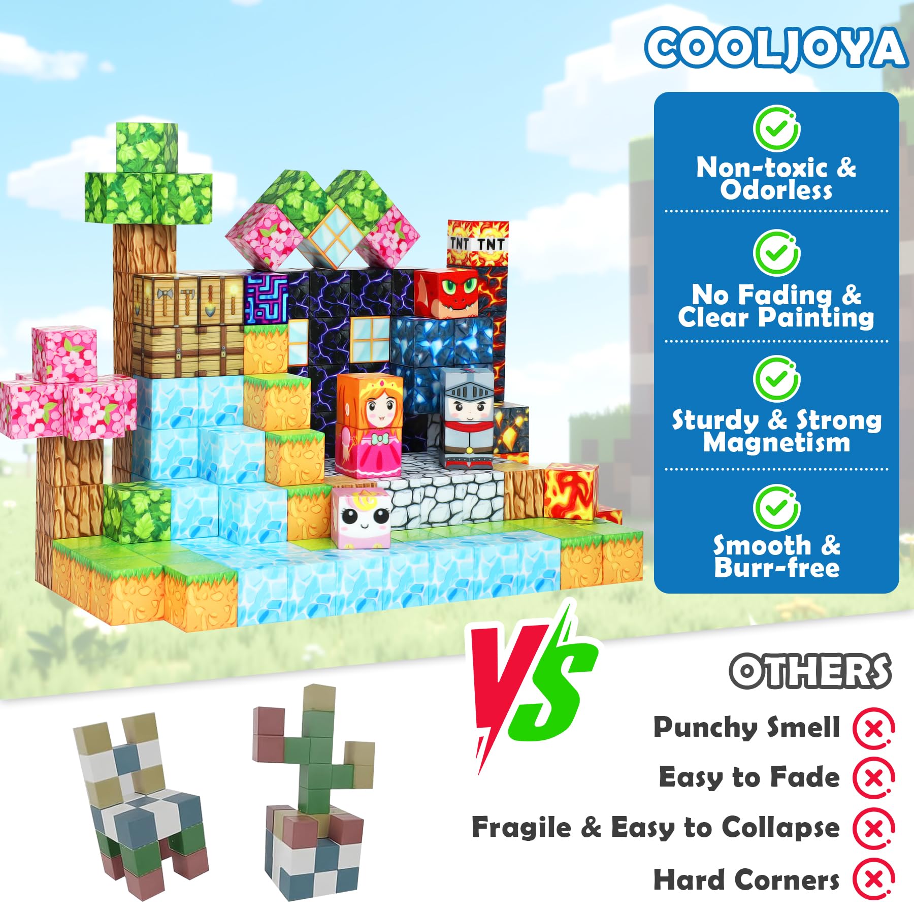 COOLJOYA Costruzioni Magnetiche per Bambini, 150Pezzi Costruzioni Magnetiche per Bambini 3 Anni, Giocattoli Sensoriali STEM Giocattoli da Costruzione 3 4 5 6 7 8 Anni riponibili