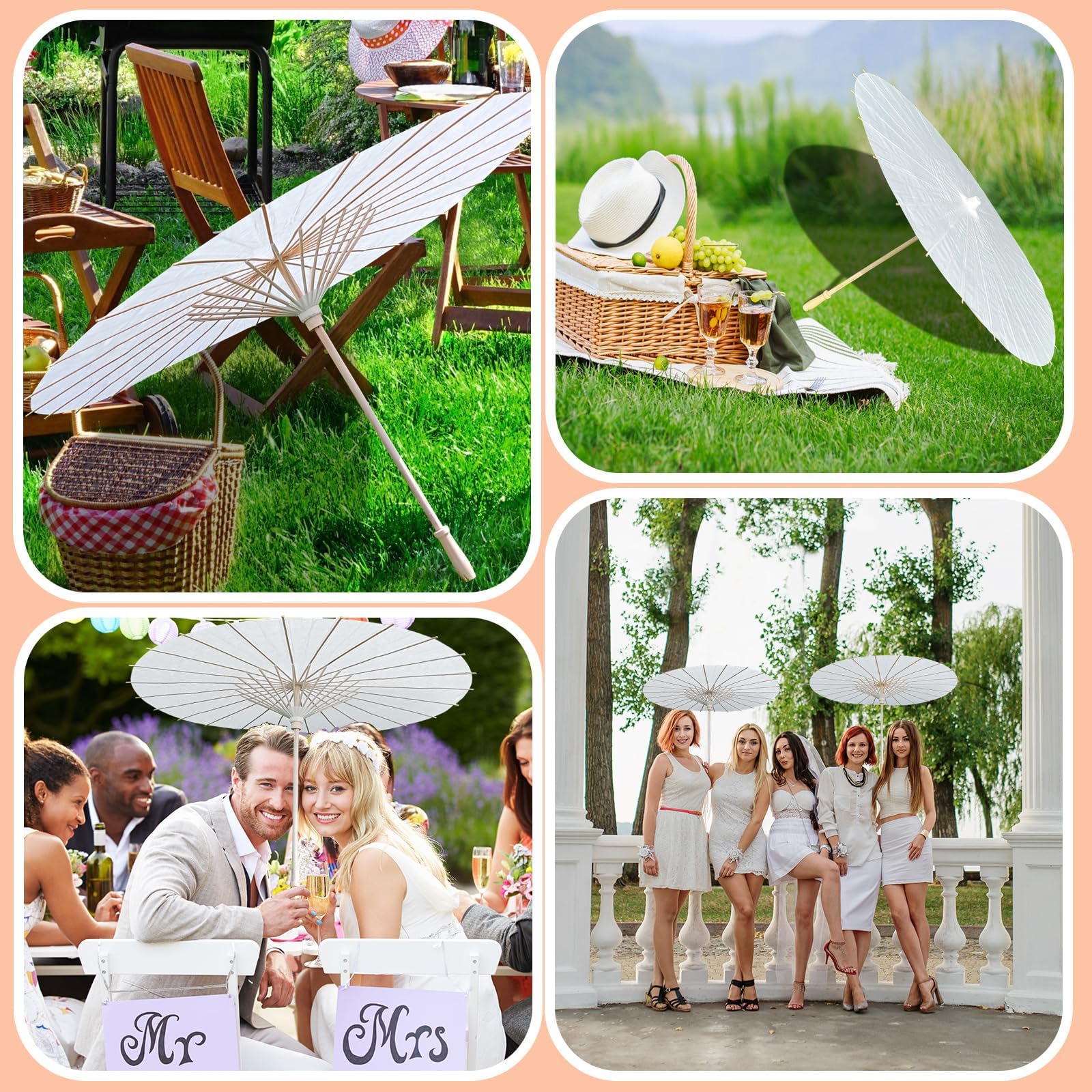 Papierschirme aus Papier, dekorativ, chinesischer japanischer Sonnenschirm, DIY, geöltes Papier, Malerei, Regenschirme, Basteln für Hochzeit, Brautparty, Dekoration, 84 cm