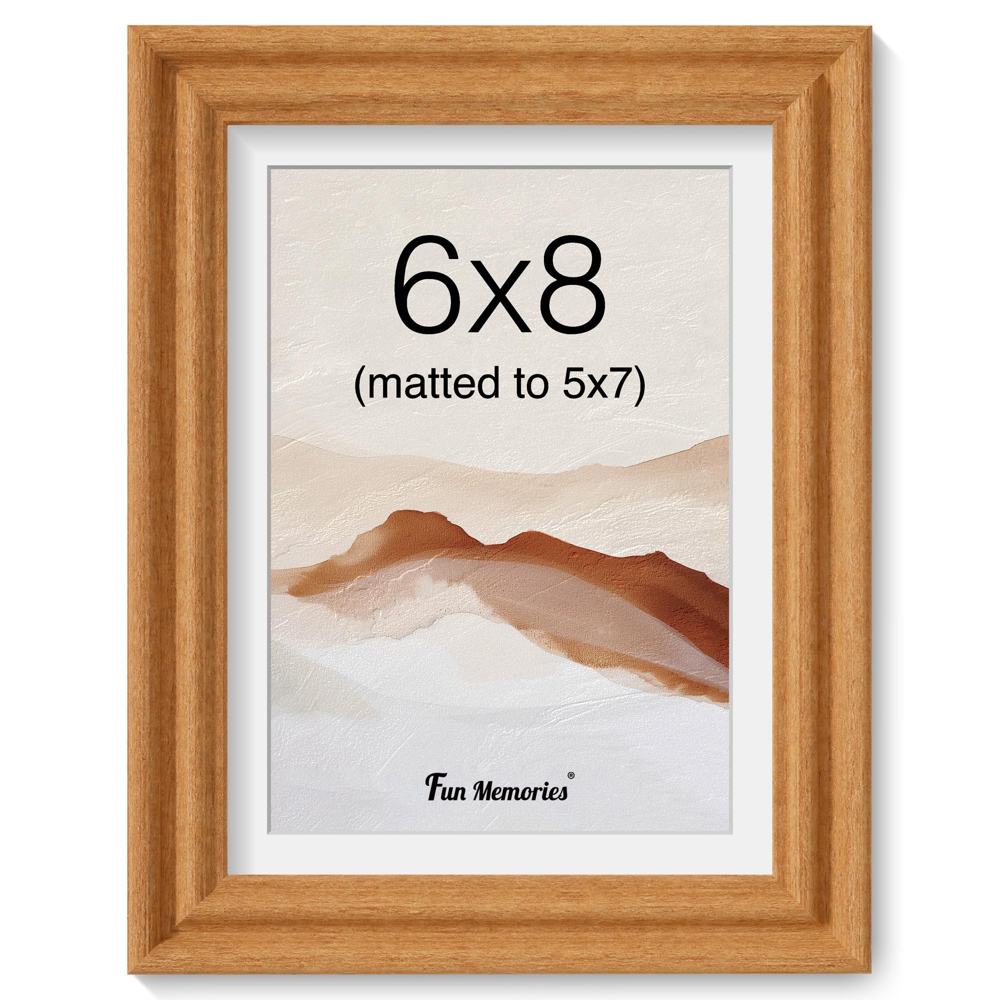 6 x 8 Picture Frame, Solid Teak Wood Picture Frame, 6x8 Photo Frame with High Tempered Glass, 6 by 8 Wooden Frame Matted to 5x7 Photo for Wall & Tabletop Display, 1 Pack — image 1