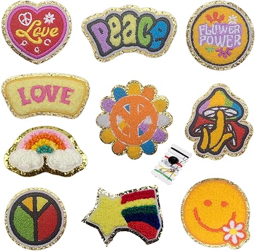 Joynaamn 10 parches de felpilla para planchar, bordado hippie para reparación y apliques decorativos para ropa, mochila, jeans, sombreros, disponible en Yaxa Peru