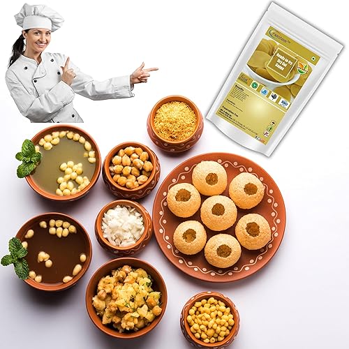 Miniatura 6 de Neotea Gol Gappa 500 GM (17.63 oz)  Monedas Pani Puri de trigo  Listo para cocinar  Totalmente natural, vegano, sin OMG  Origen indio  Rápido y