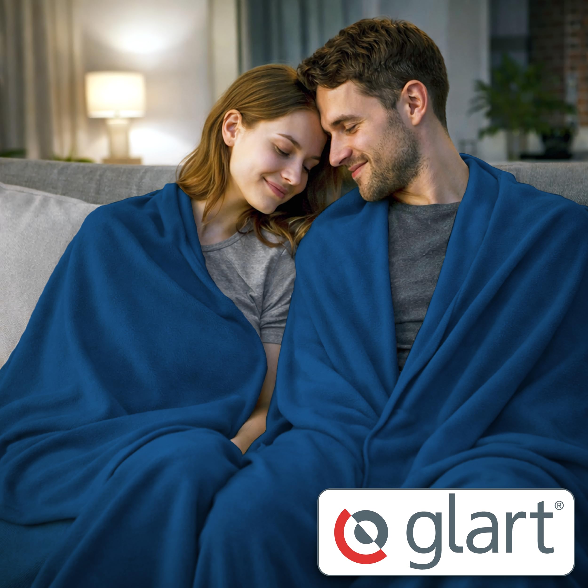 Glart G3MB, 3 coperte in pile, conformi allo standard Öko-Tex, colore: blu navy, dimensioni: 130x160 cm, grammatura: oltre 200 g/m2, perfette per accoccolarsi sul sofà, come copridivano o per i picnic