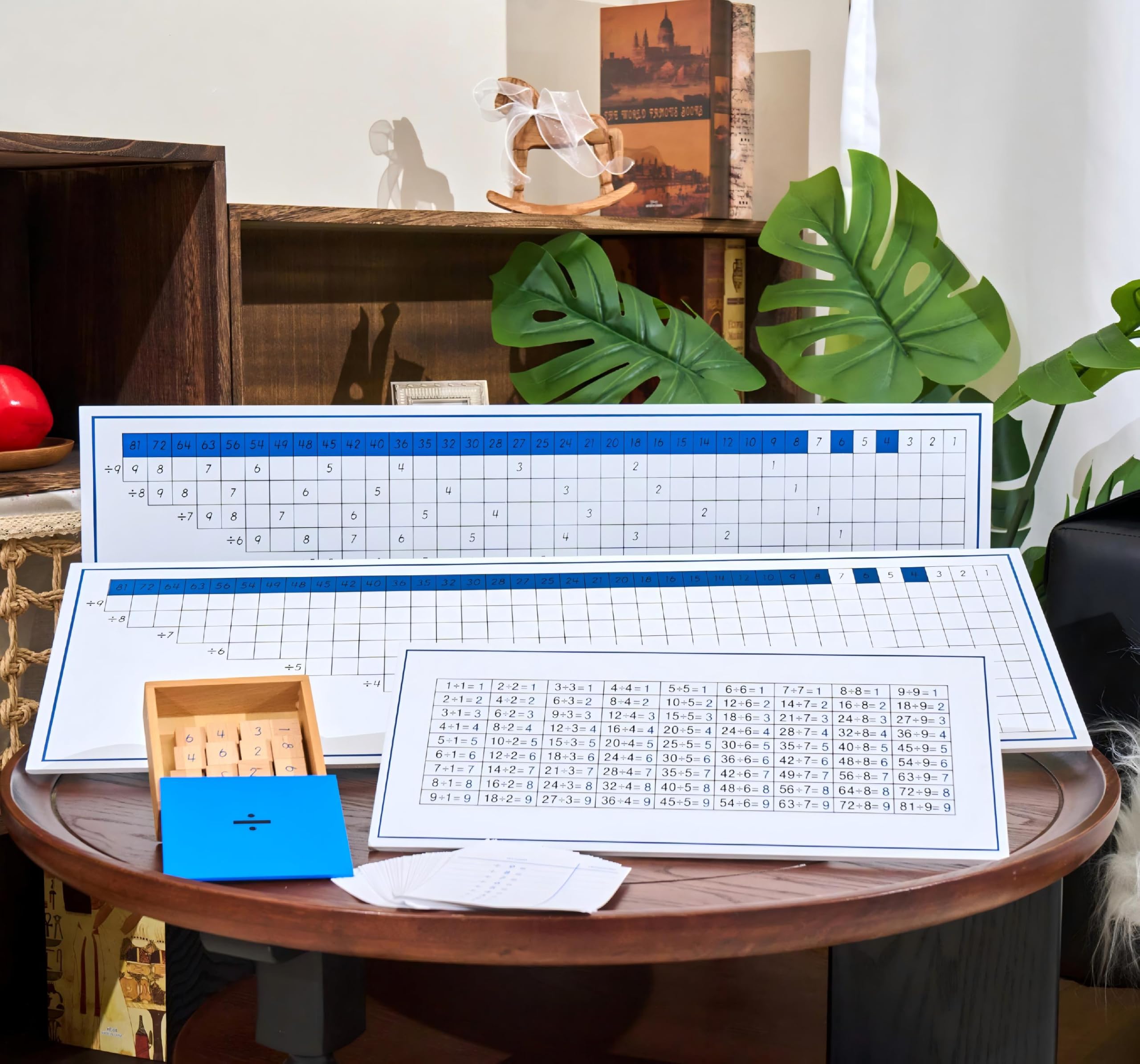 Montessori materiały matematyczne – drewniana zabawka edukacyjna do liczb i liczb, przedszkola i szkoły podstawowej, domowej i klasy od 3 lat (tablice dywizyjne Montessori)