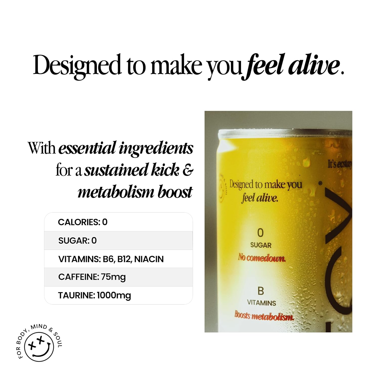 XTCY Mango Bango Euphoric Energy - 75mg Non-Extreme Caffeine, Sugar Free, Zero Calories (12 Pack)