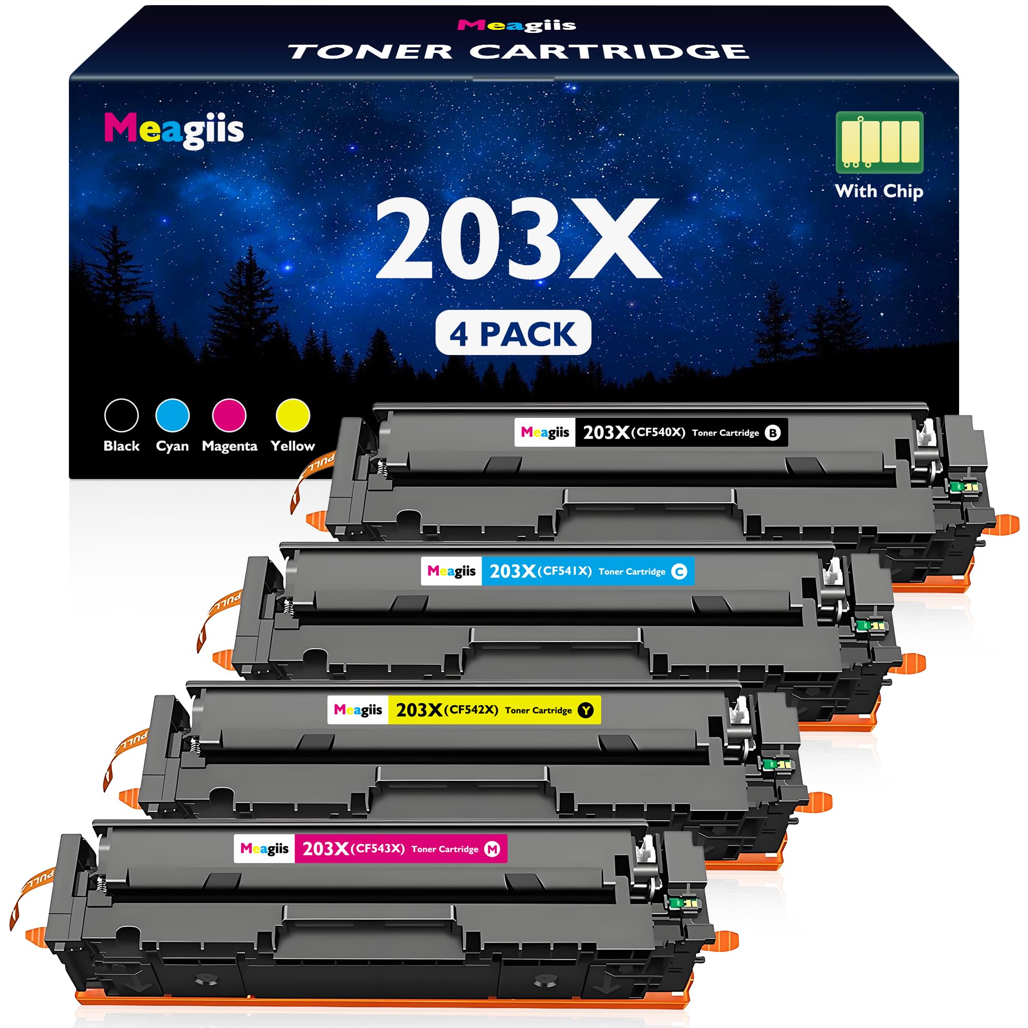 203X Toner Compatible pour HP 203X 203A Toner (avec Puce, Lot de 4)