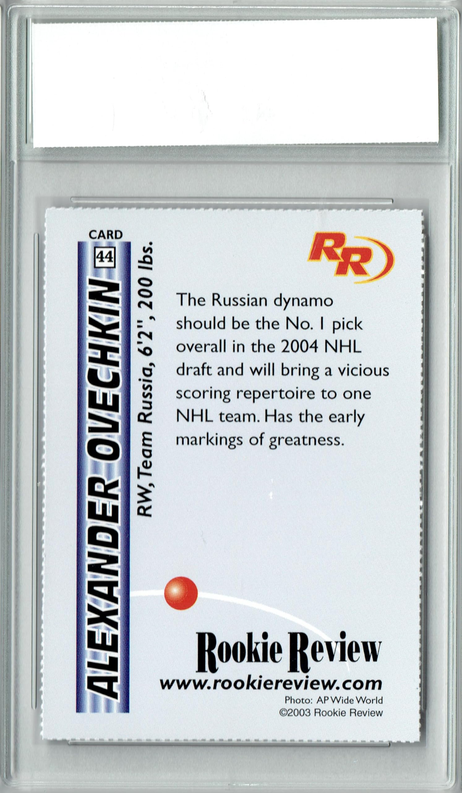 Amazon.com: Alexander Ovechkin 2003 Rookie Review #44 Rookie Card