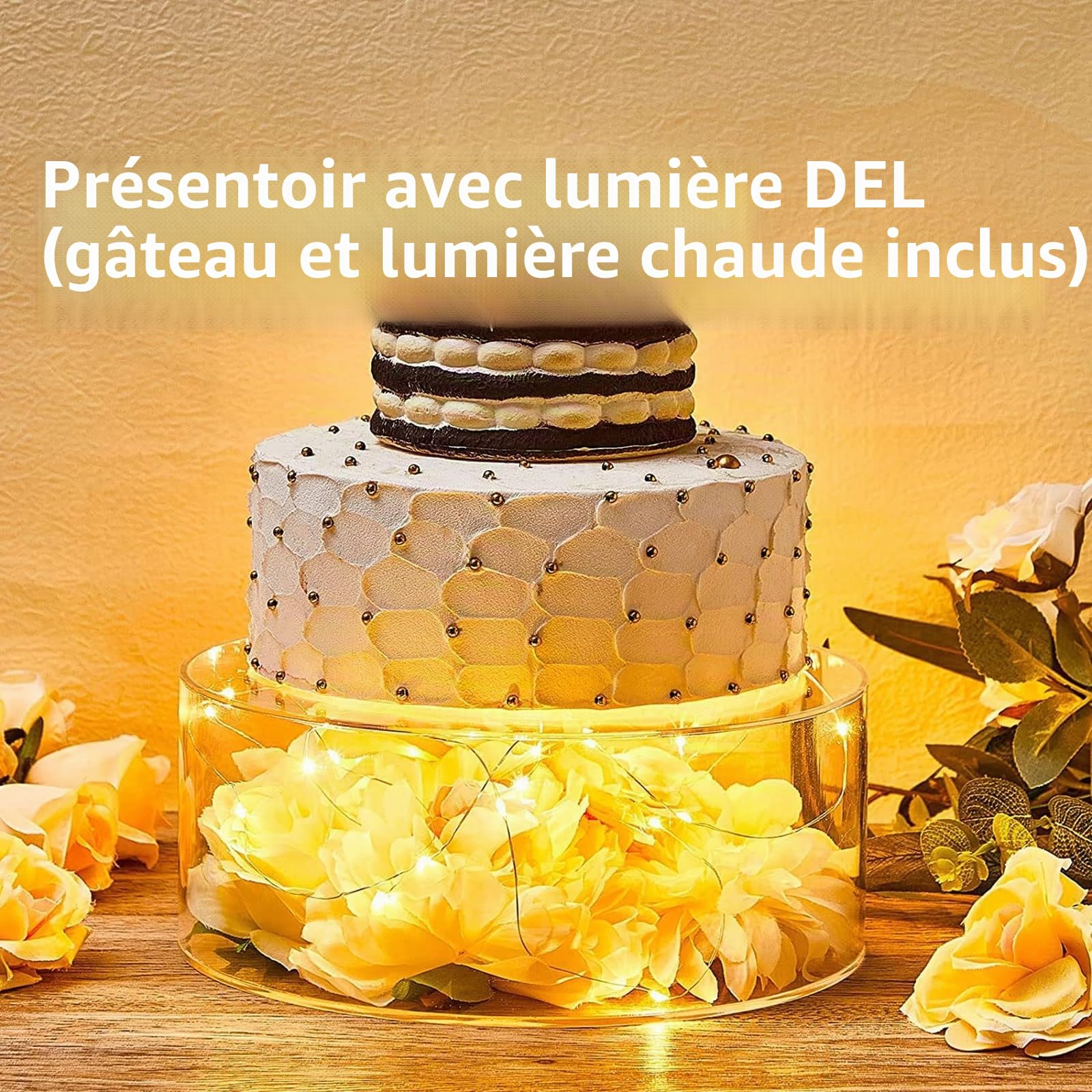 30,5 cm C acrílico Cake nd - Diseño redondo con base hueca - Perfecto para bodas, cumpleaños, fiestas de Navidad y exhibiciones de eventos - Soporte para postres Slish