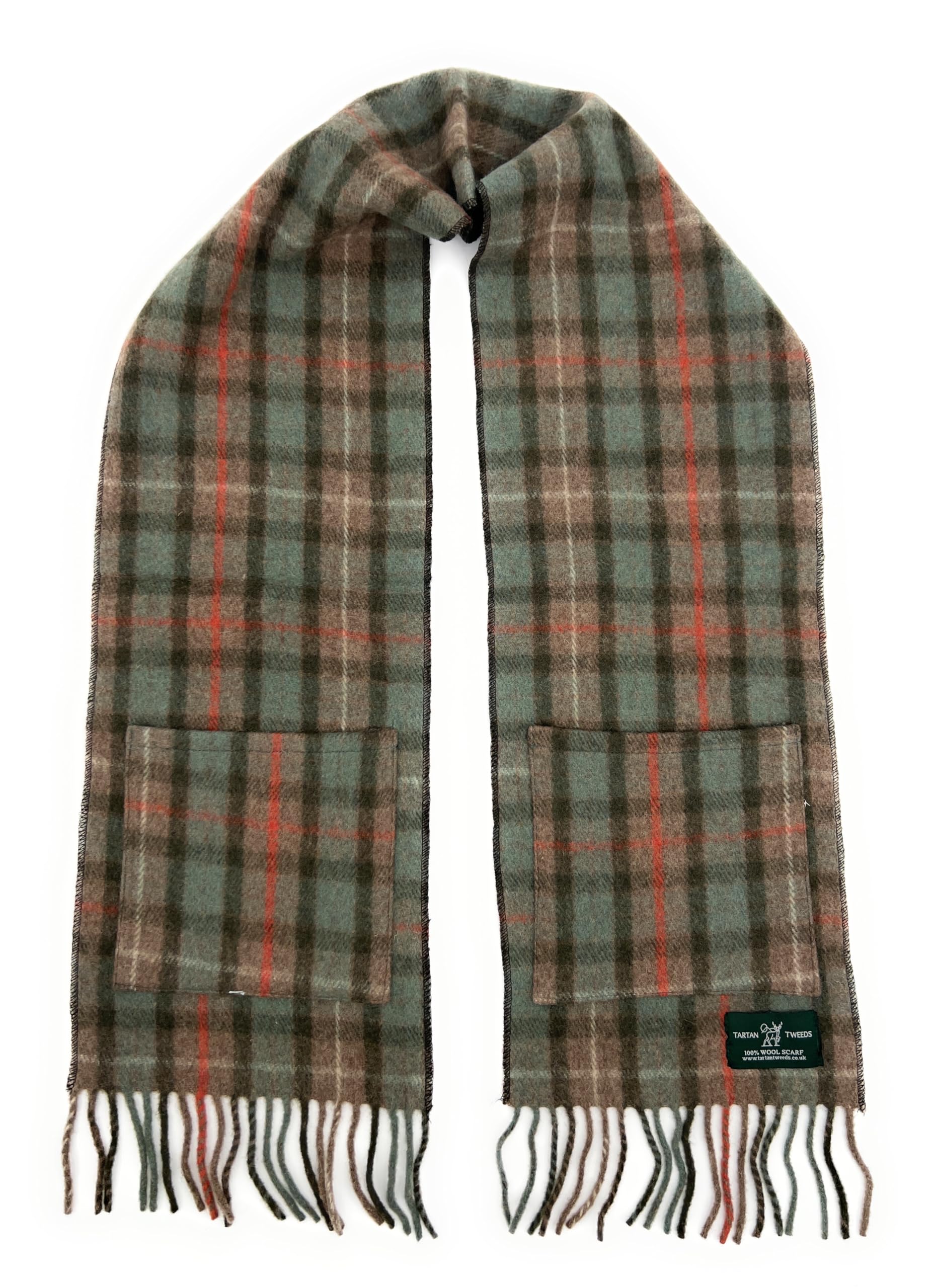 Soft Warm Wool Tartan Clan Pocket Scarf Unisex (Fraser Hunting Weathered)
