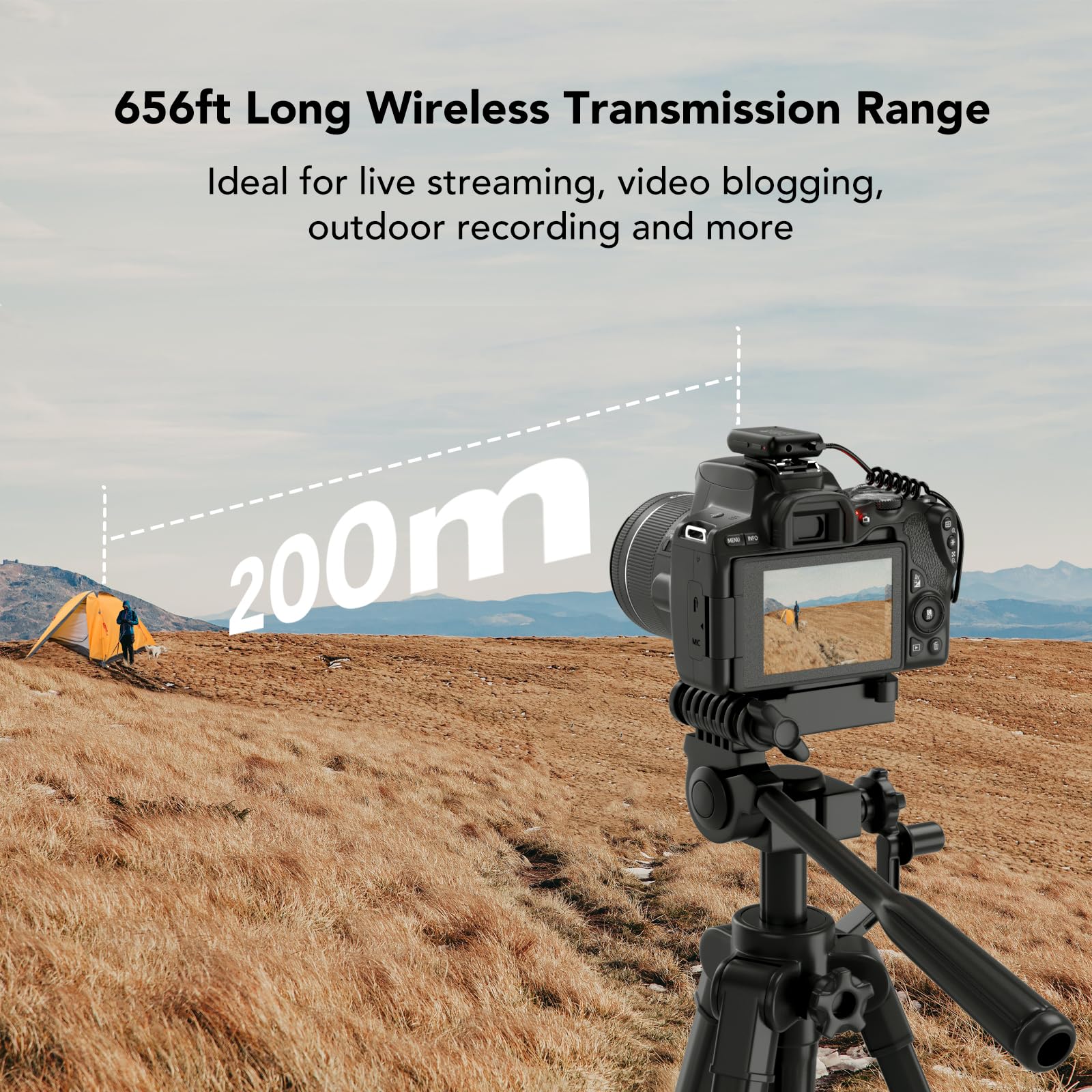 NearStream AWM20D Micrófono de Solapa Inalámbrico con Cancelación de Ruido, Pantalla HD/200m de Transmisión/7H de Duración de la Batería, Micrófono de Solapa Compacto de Doble Canal para Cámaras/Vlog