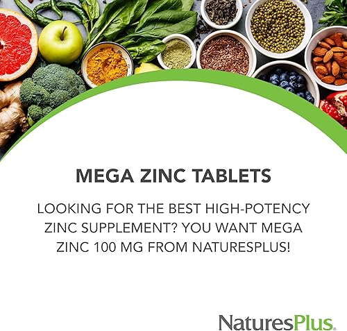 Miniatura 3 de NaturesPlus Mega Zinc 100 mg de liberación sostenida – 90 tabletas – Vegetariano, sin gluten – 90 porciones