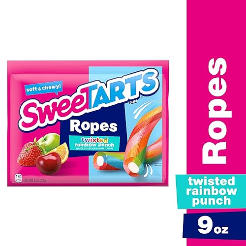 Miniatura 2 de SweeTARTS Soft & Chewy Ropes Caramelo, ponche de arco iris trenzado, 9 onzas