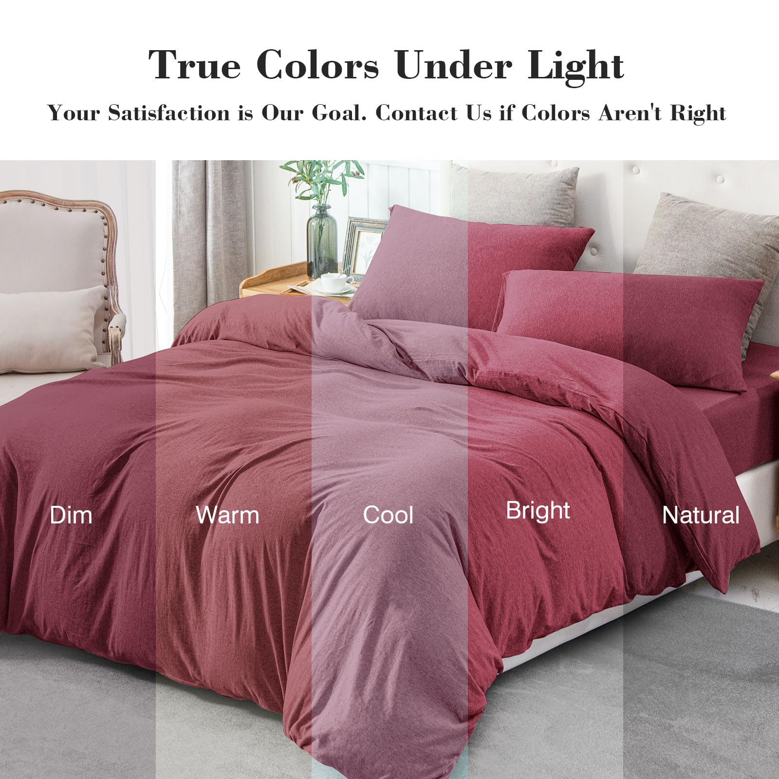 PURE ERA ジャージーニット掛け布団カバーセット 100% Tシャツ コットン スーパーソフト 快適 寝具3点セット ジッパー開閉付き(ヘザーベージュ、キング) PURE ERA ジャージーニット掛け布団カバーセット 100% Tシャツ コットン スーパーソフト 快適 寝具3点セット ファスナー開閉  (ソリッドオリーブグリーン キング)