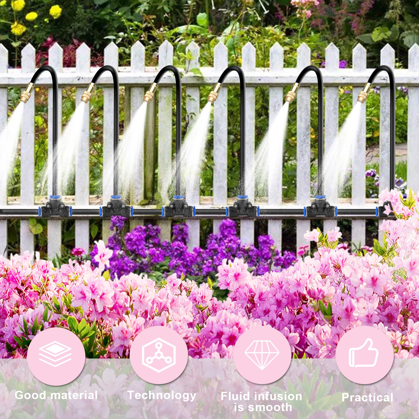 15m Kit de Système d’Irrigation avec Buse Réglable, Système d’Irrigation Automatique Jardin à 360°, Kit d'irrigation automatique réglable à 360 °, Systeme Irrigation Jardin pour Jardin Serre Pelouse