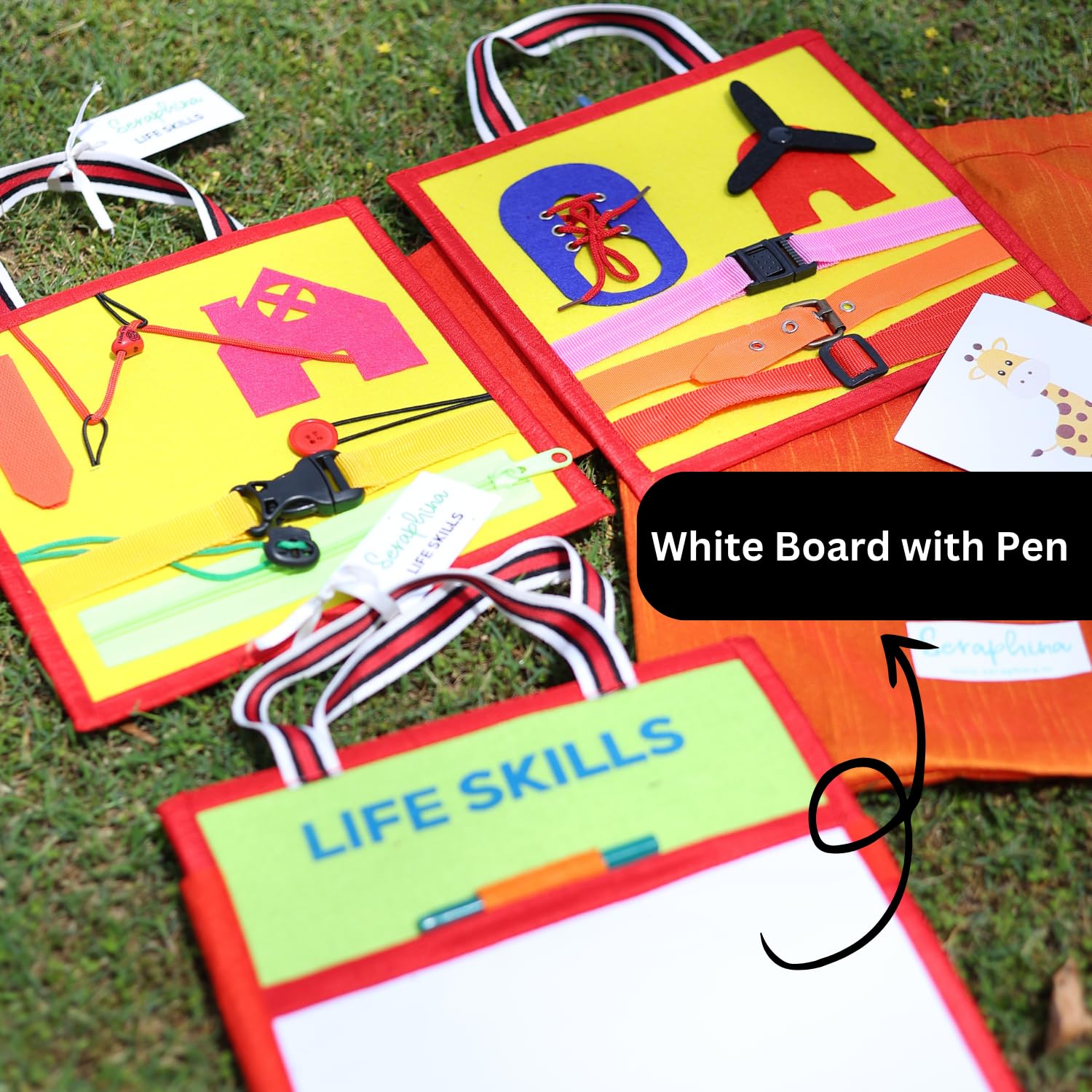 Seraphina Life Skills Busy Board Book | Montessori Toy | Preschool Educational Sensory Book | Travel Toys | Educational Toddler Activities for 1 2 3 4 Y Old Boys & Girls - Image 3 thumbnail